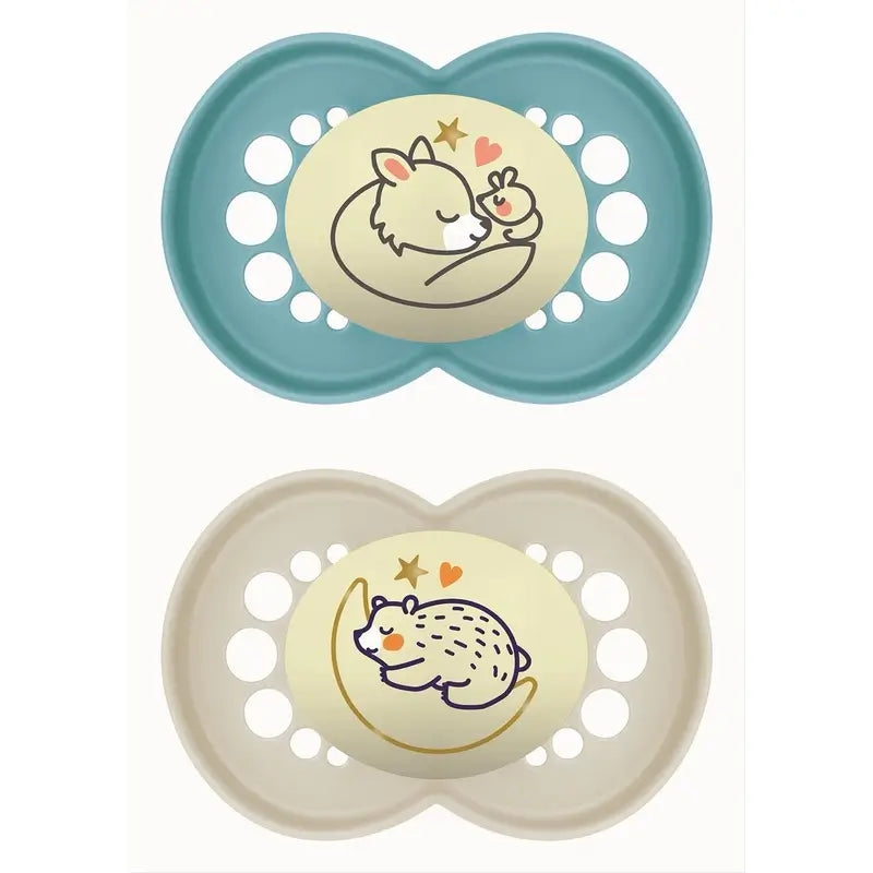 Chupeta Mam Baby Original Night Latex Azul Neutro +6M, 2 unidades