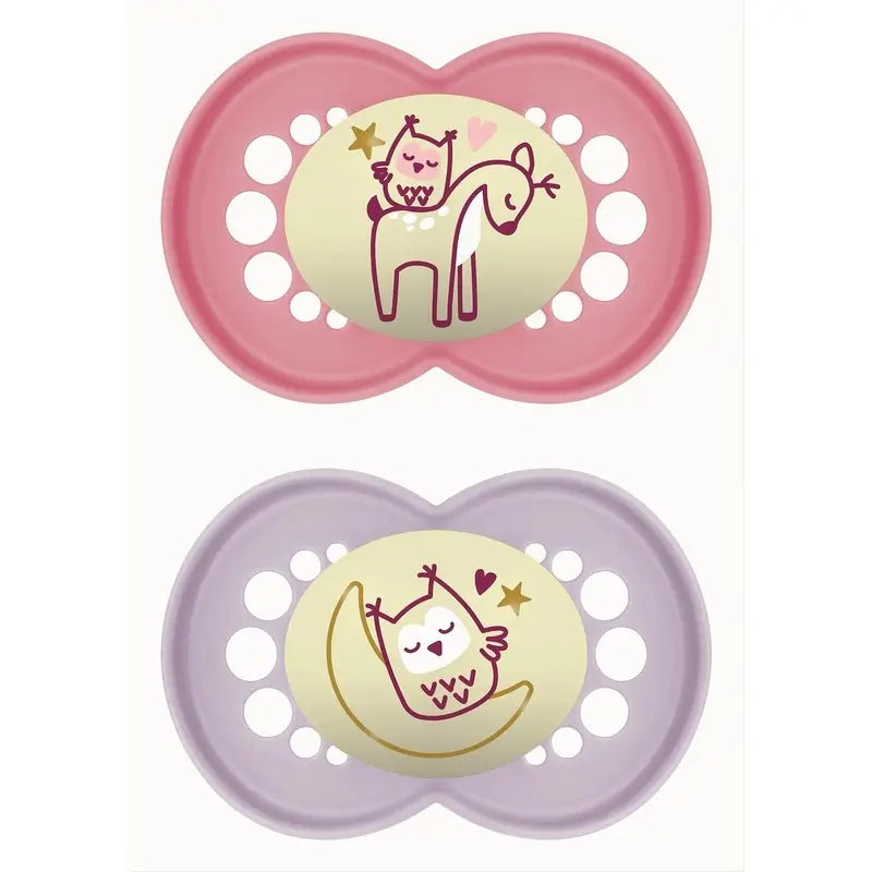 Chupeta de bebé Mam Original Night Latex Rosa +6M, 2 unidades