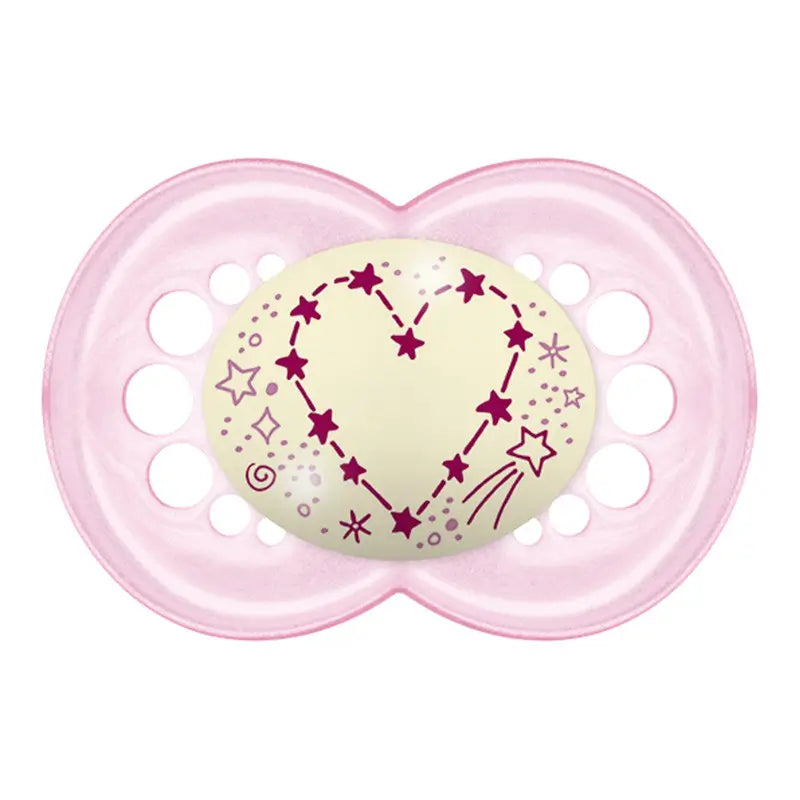 Noturno original mam chupete 6+ rosa de silicone, 2 unidades