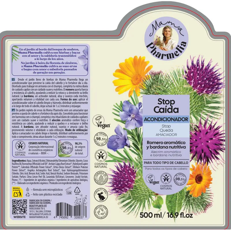 Mama Pharmelia Condicionador Antiqueda Alecrim Aromático e Bardana Nutritivo, 500Ml