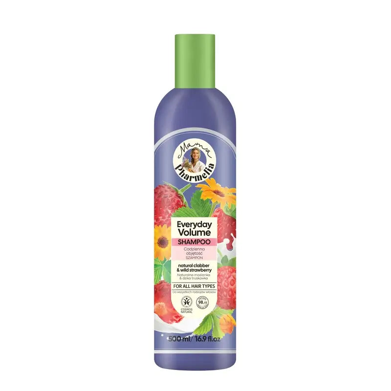Mama Pharmelia Champô Volume Diário Requeijão de Leite e Morango Silvestre, 500ml