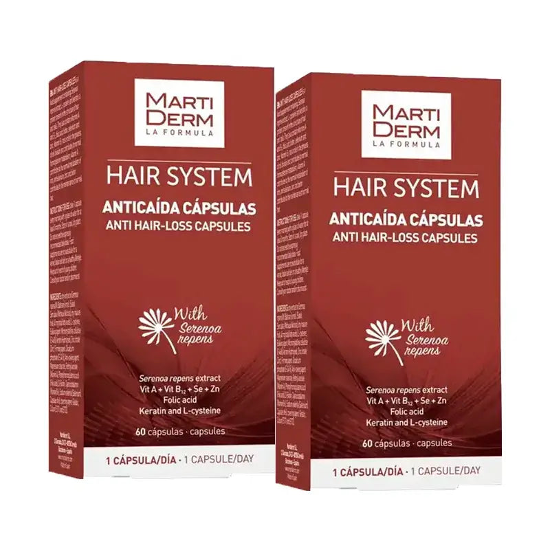 Martiderm Hair System Cápsulas Anti-queda de Cabelo, Embalagem 2 x 60 cápsulas