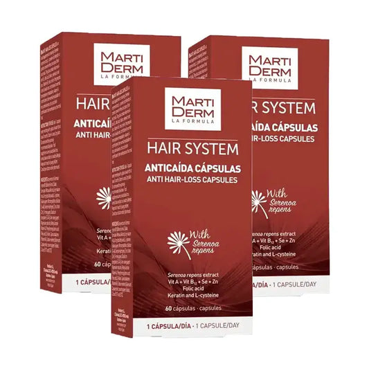 Martiderm Hair System Cápsulas para a queda de cabelo, Embalagem 3 x 60 cápsulas
