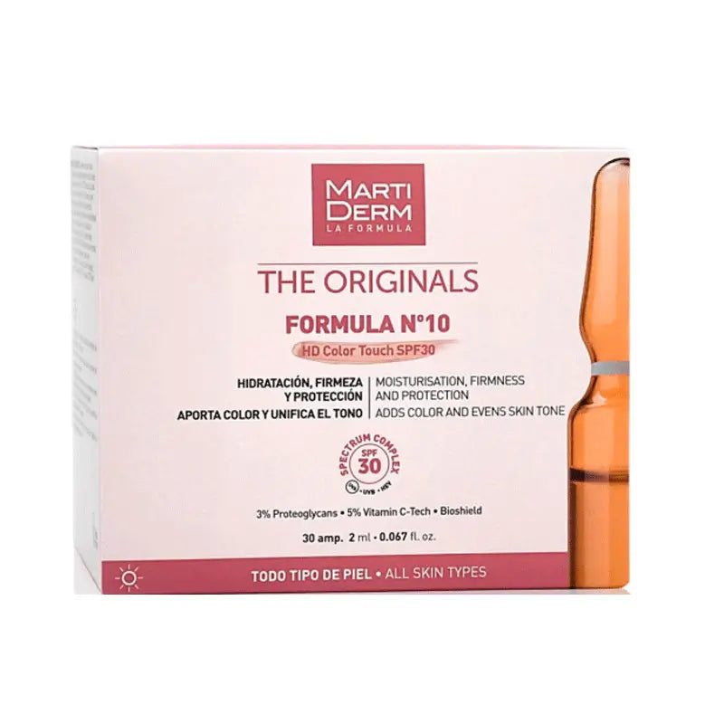 Martiderm The Originals Fórmula Nº10 HD Color Touch SPF 30, 30 Ampoules
