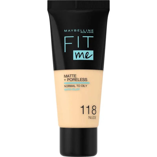 Maybelline New York Fit Me Matte & Refine Foundation Shade 118 Nude Matches Your Skin Tone & Texture - 30Ml