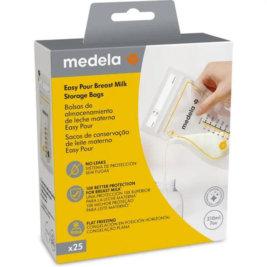 Sacos para leite materno Medela Easy Pour, 25 unidades.
