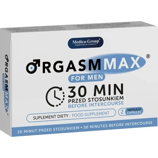 Medica Group Orgasm Max For Men Suplemento alimentar natural para aumentar a vitalidade e o desempenho sexual masculino, 2 cápsulas