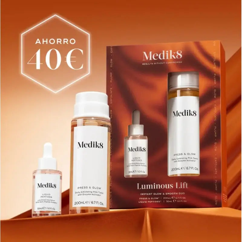Medik8 Luminous Lift Press Glow 200 ml + Peptídeos Líquidos 30 ml