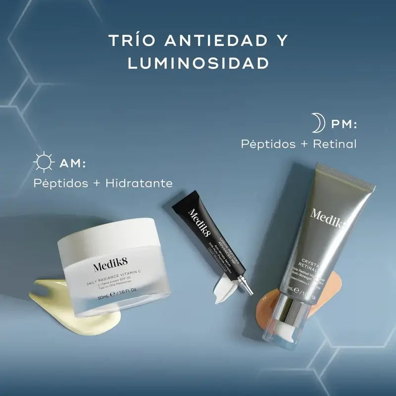 Medik8 Rejuvenescimento Repor a luminosidade diária Vit C 50Ml + Crystal Retinal 3 30Ml + Liquid Peptides Deluxe