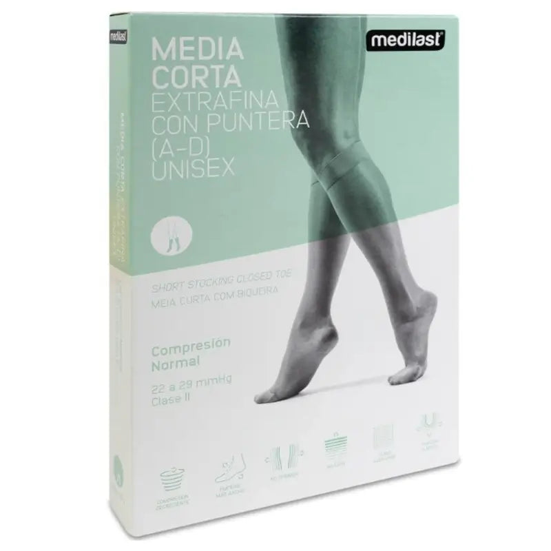 Meia Curta Normal Medilast com Biqueira Média Negra