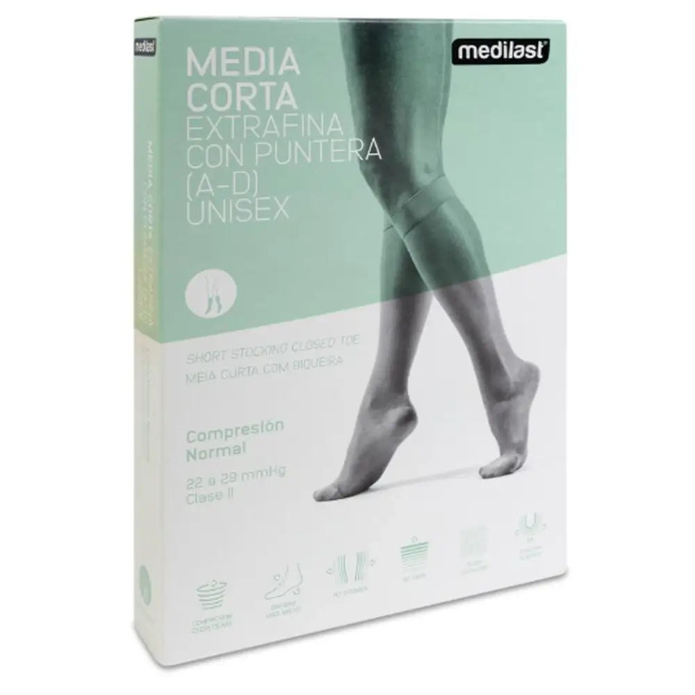 Meia curta Medilast com Toe Black Small