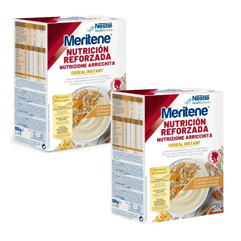 Meritene Cereal Creme Instantâneo de 8 Cereais com Mel Pack 2 x 300 gramas