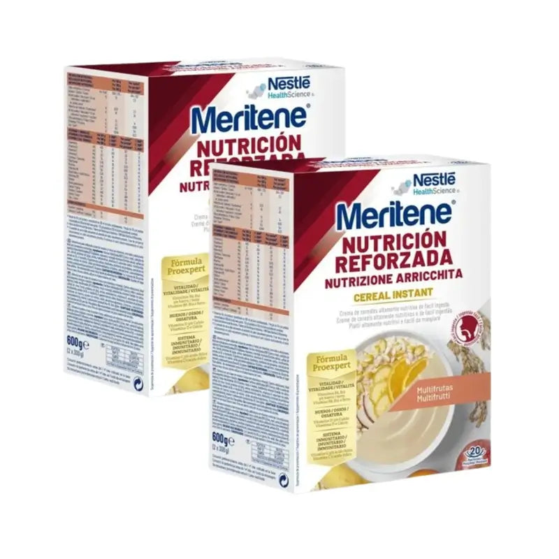 Meritene Cereal Creme Instantâneo Multifrutas, 2 X 300 Gr, Embalagem de 3