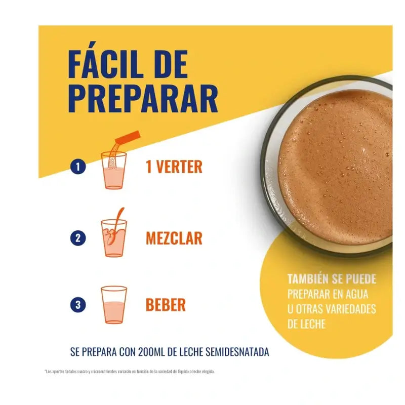 Meritene Strength & Vitality Batido de sabor a chocolate, 15 saquetas x 30 g