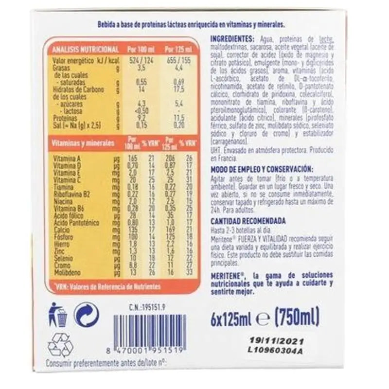 Meritene Strength & Vitality Drink Sabor Baunilha, 2x6 125 Ml