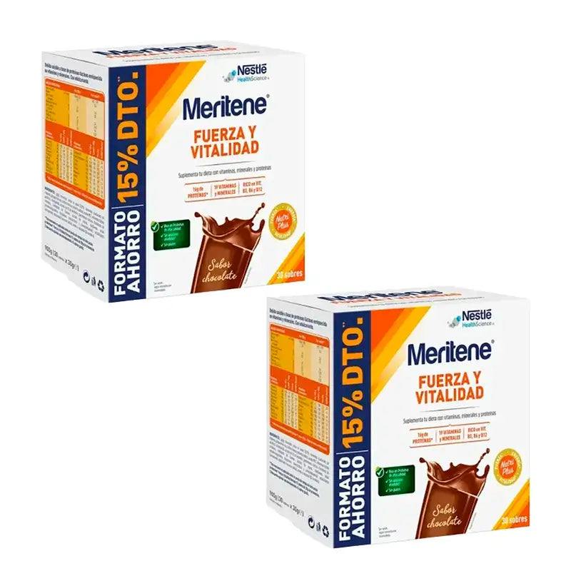 Meritene Strength & Vitality Chocolate Milkshake Pack 2 x 30 saquetas