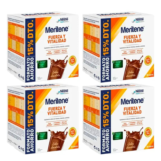 Meritene Strength & Vitality Chocolate Milkshake Pack 4 x 30 saquetas
