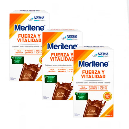 Batido Meritene Strength & Vitality Sabor Chocolate 3x15 Saquetas, 30g