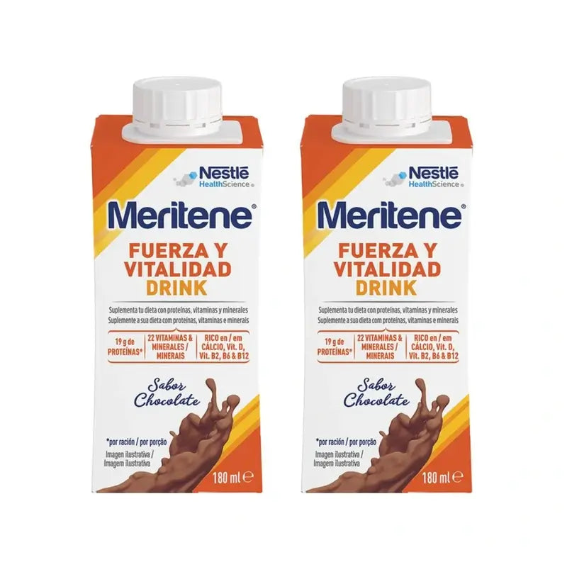 Meritene Strength & Vitality Drink Chocolate, embalagem de 2 caixas, 6x180 ml