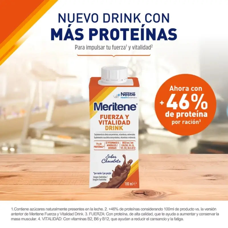 Meritene Strength & Vitality Drink Chocolate, embalagem de 2 caixas, 6x180 ml