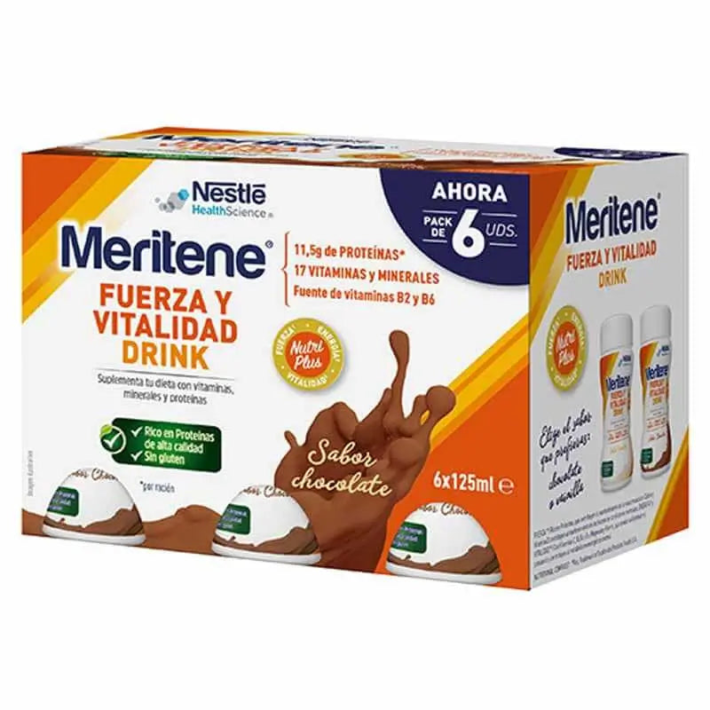 MERITENE Fuerza y Vitalidad Drink Sabor Chocolate 6*125 mL