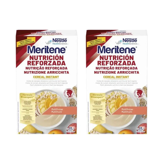 Meritene Immune Boosting Nutrition Cereais Instantâneos - Multifruta, 1 pacote 520g, Embalagem de 2