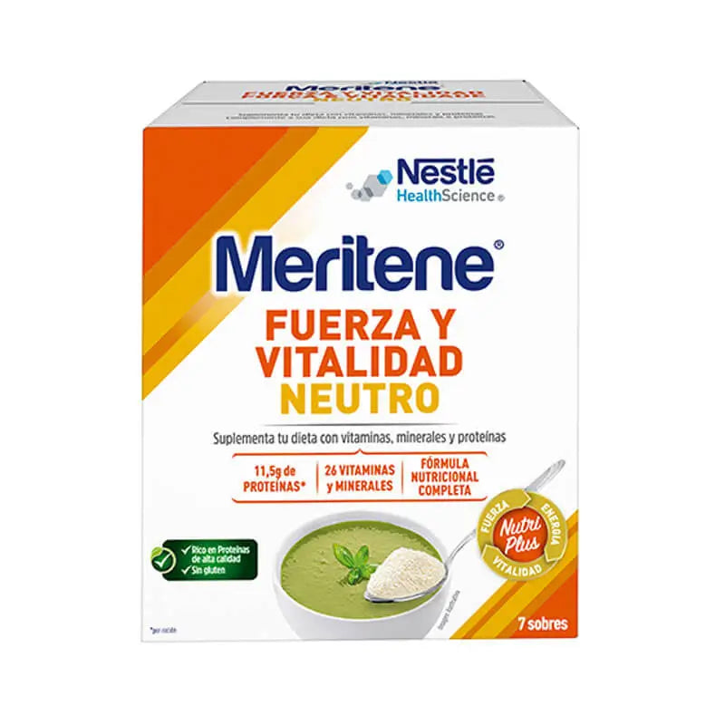 Batido Meritene Strength and Vitality Sabor Neutro, 7 saquetas x 50 gramas