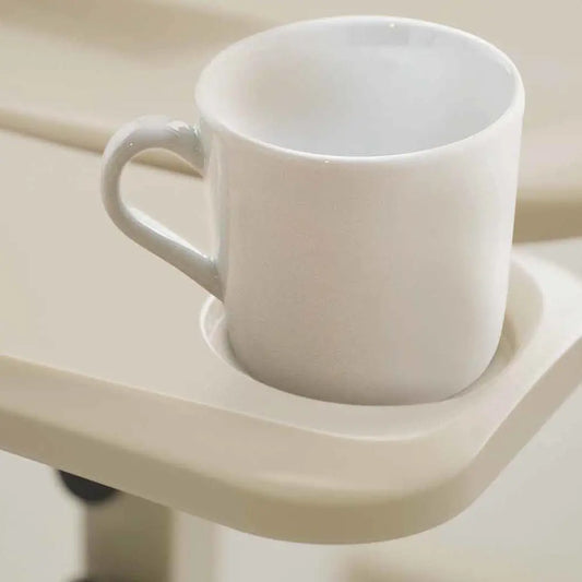 mesa auxiliar manual com dois tampos, regulável na base e na altura
