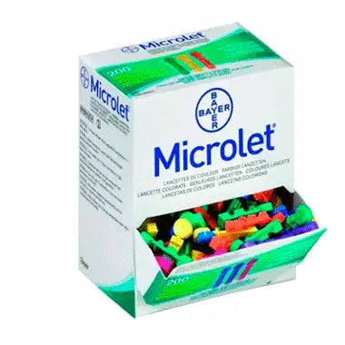 LANCETAS MICROLET COLORIDAS 200 UNIDADES