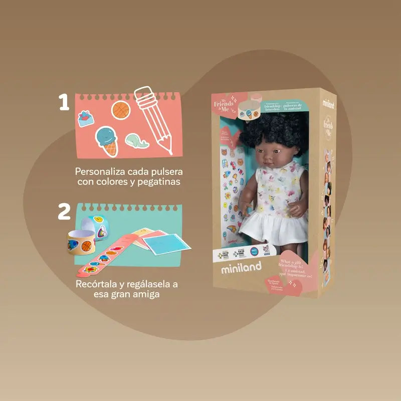 Boneca Africana Miniland 38 Cm Meus Amigos e Eu