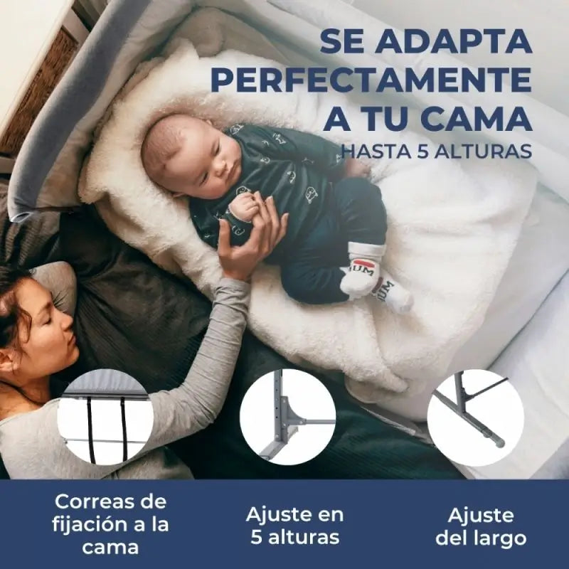 Mobiclinic Moon Berço cinzento de altura regulável com modo de dormir