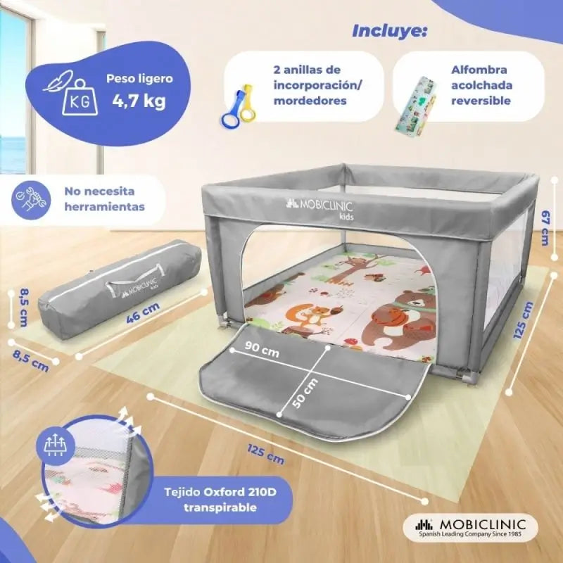 Mobiclinic Happyland Parque infantil desdobrável Cinzento