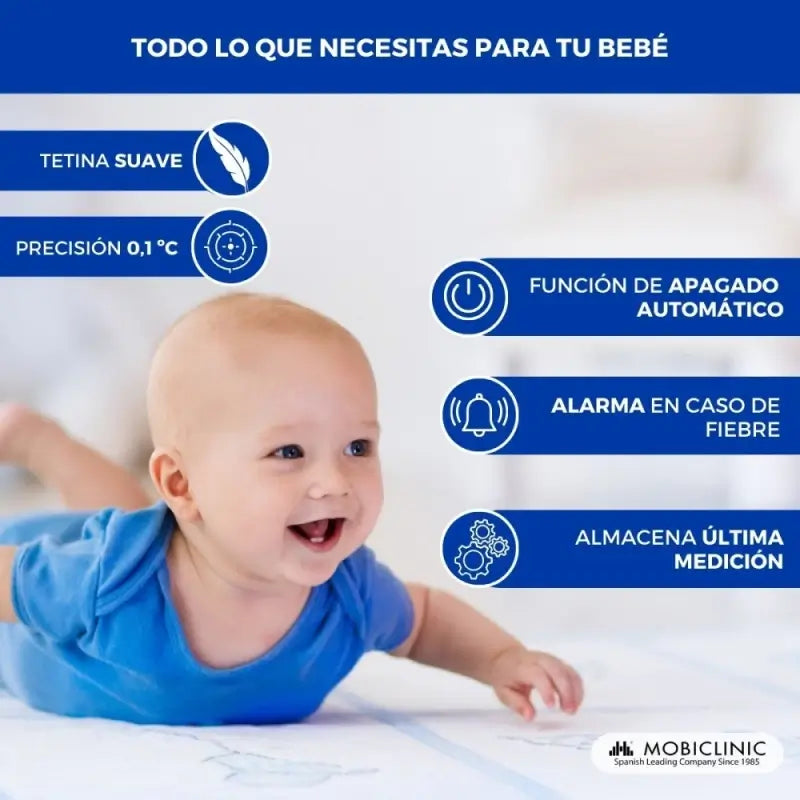 Termómetro digital em forma de chupeta Mobiclinic - Crianças - Ponta redonda - Chupeta macia - Visor LCD