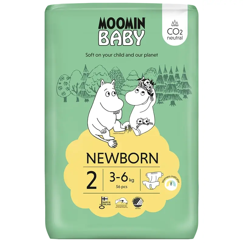 Fraldas de bebé Moomin Tamanho 2 , 56 unidades