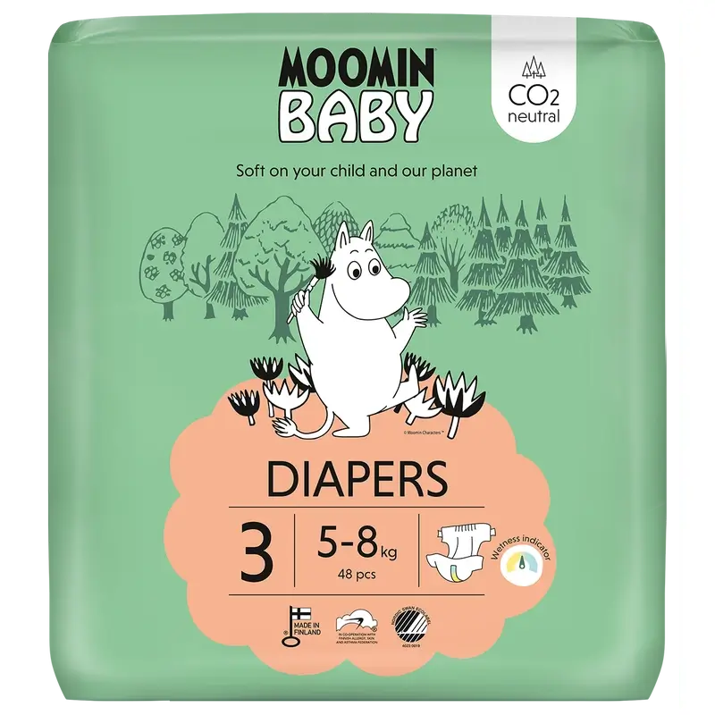 Fraldas de bebé Moomin Tamanho 3 , 48 unidades