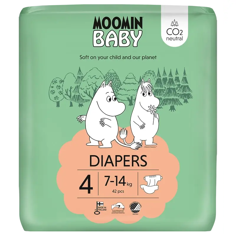 Fraldas de bebé Moomin Tamanho 4 , 42 unidades