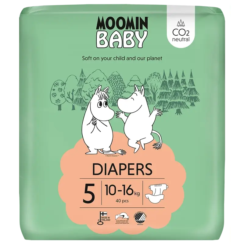Fraldas de bebé Moomin Tamanho 5 , 40 unidades
