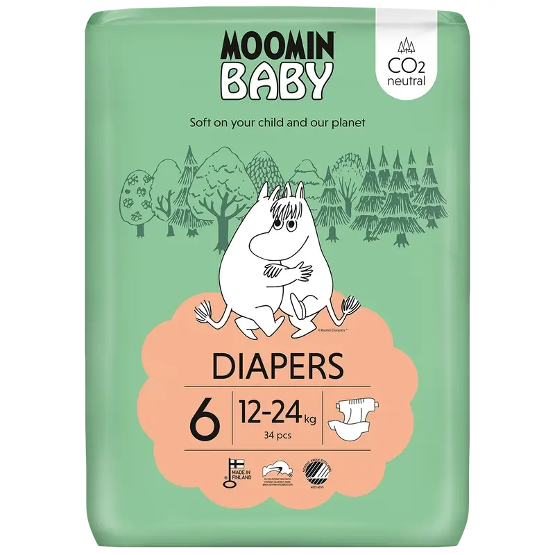 Fraldas de bebé Moomin Tamanho 6 , 34 unidades