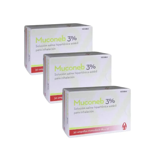 Muconeb 3% Saline Inhalation Solution 30 Ampolas X 4 Ml, Embalagem de 3