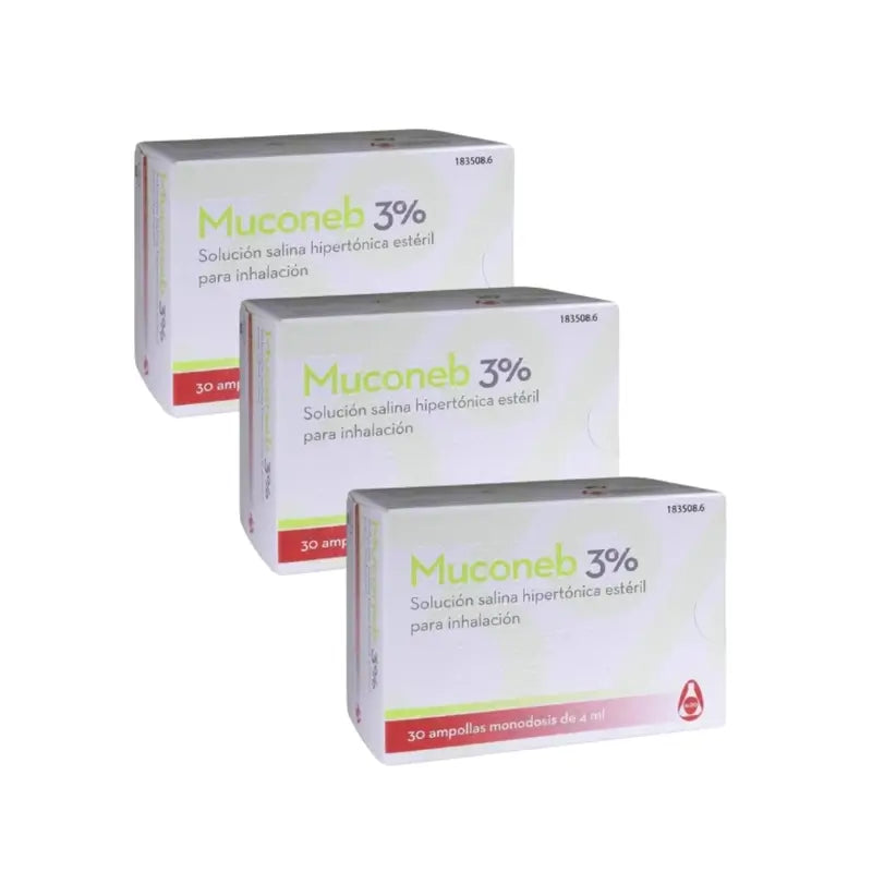Muconeb 6% Saline Inhalation Solution 30 Ampolas X 4 Ml, Embalagem de 3