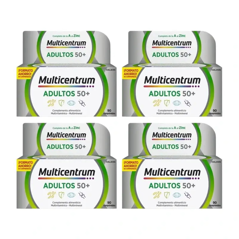Multicentrum Adults 50+ Suplemento alimentar multivitamínico para adultos 50+ Embalagem 4 x 90 comprimidos