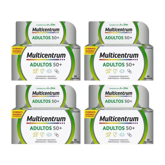 Multicentrum Adults 50+ Suplemento alimentar multivitamínico para adultos 50+ Embalagem 4 x 90 comprimidos