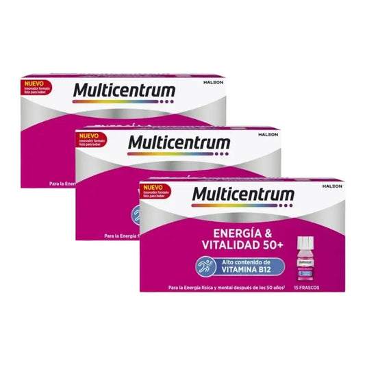 Multicentrum Energy & Vitality 50+ Pacote de suplemento alimentar 3 x 15 frascos