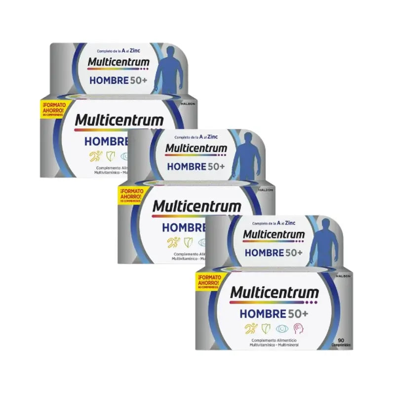 Multicentrum Men's 50+ Multivitamin Food Supplement, 3X90 Comprimidos