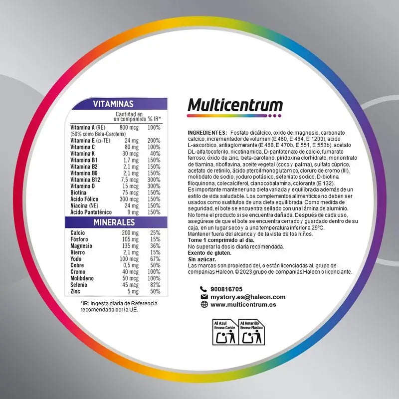 Multicentrum Man 50+ Suplemento alimentar multivitamínico, 90 comprimidos