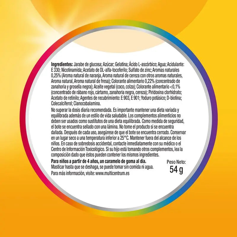 Multicentrum Vitagomis Junior Multivitamínico para Crianças Sabor a Cereja, Laranja e Morango, 30 gomas