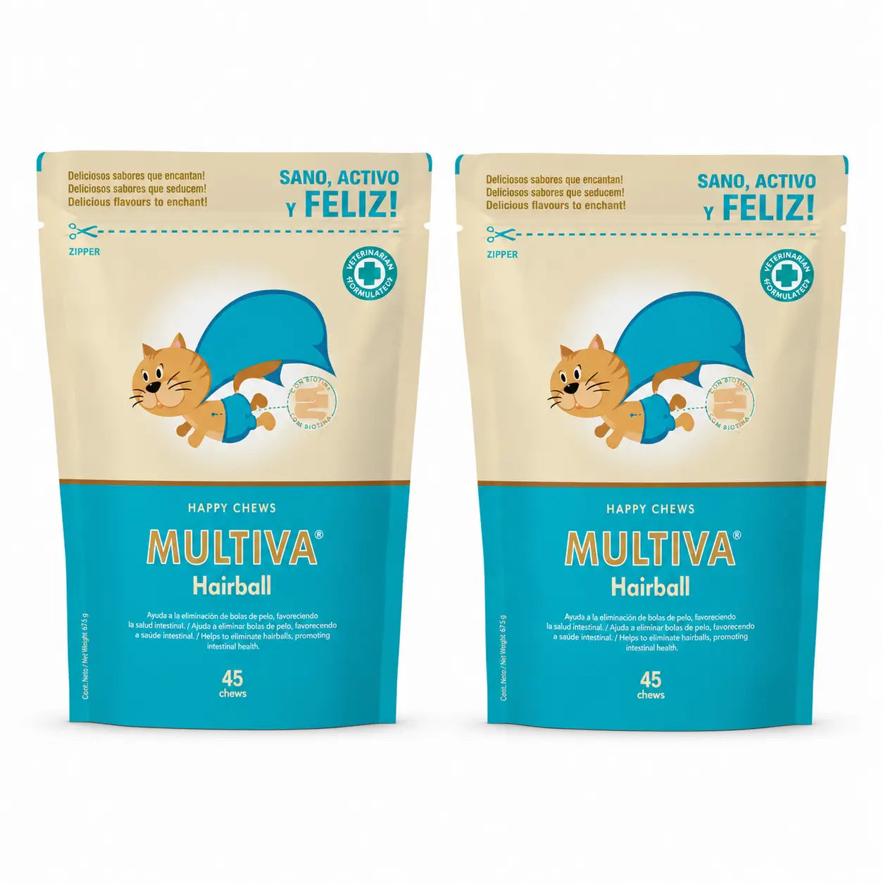 Multiva Vetnova Multiva Hairball, 45 pastilhas, Snack para gatos , embalagem 2