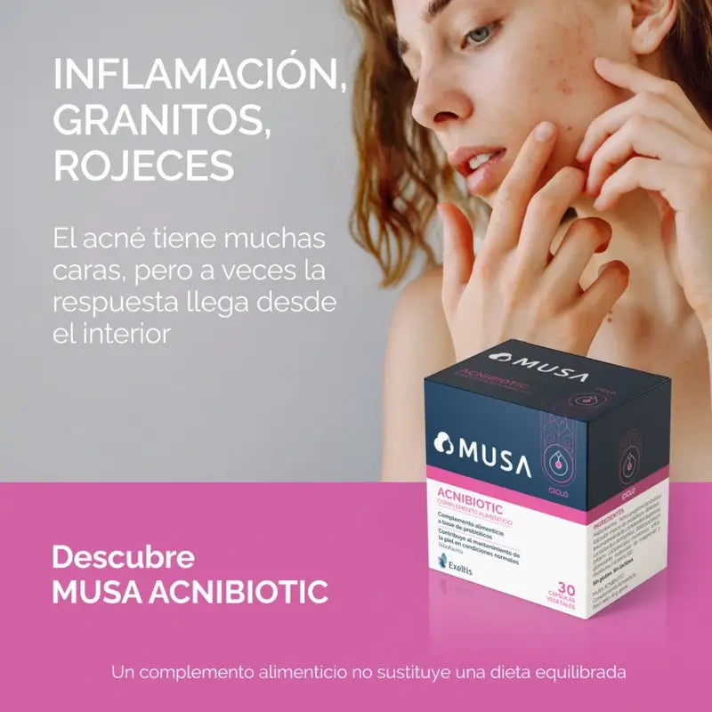 Musa Acnibiotic Acne Suplemento Alimentar com Probióticos e Riboflavina , 30 cápsulas