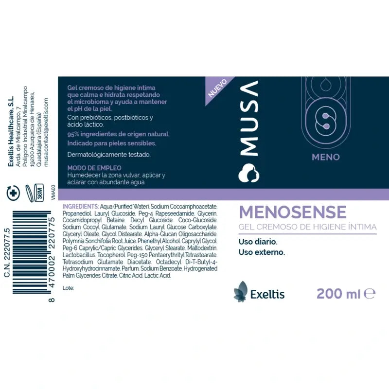 Musa Menosense Gel de Higiene Íntima, 200 ml