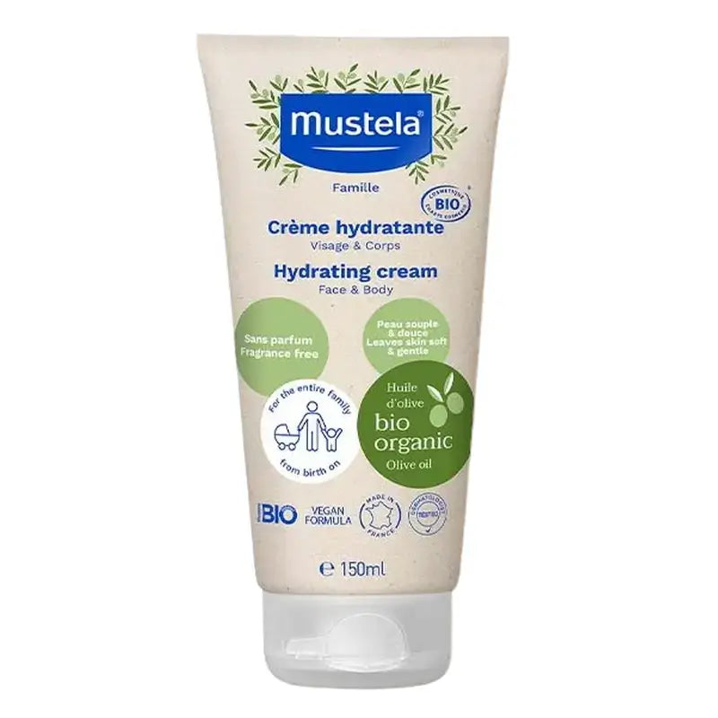 Creme Hidratante Orgânico Mustela, tubo de 150 ml